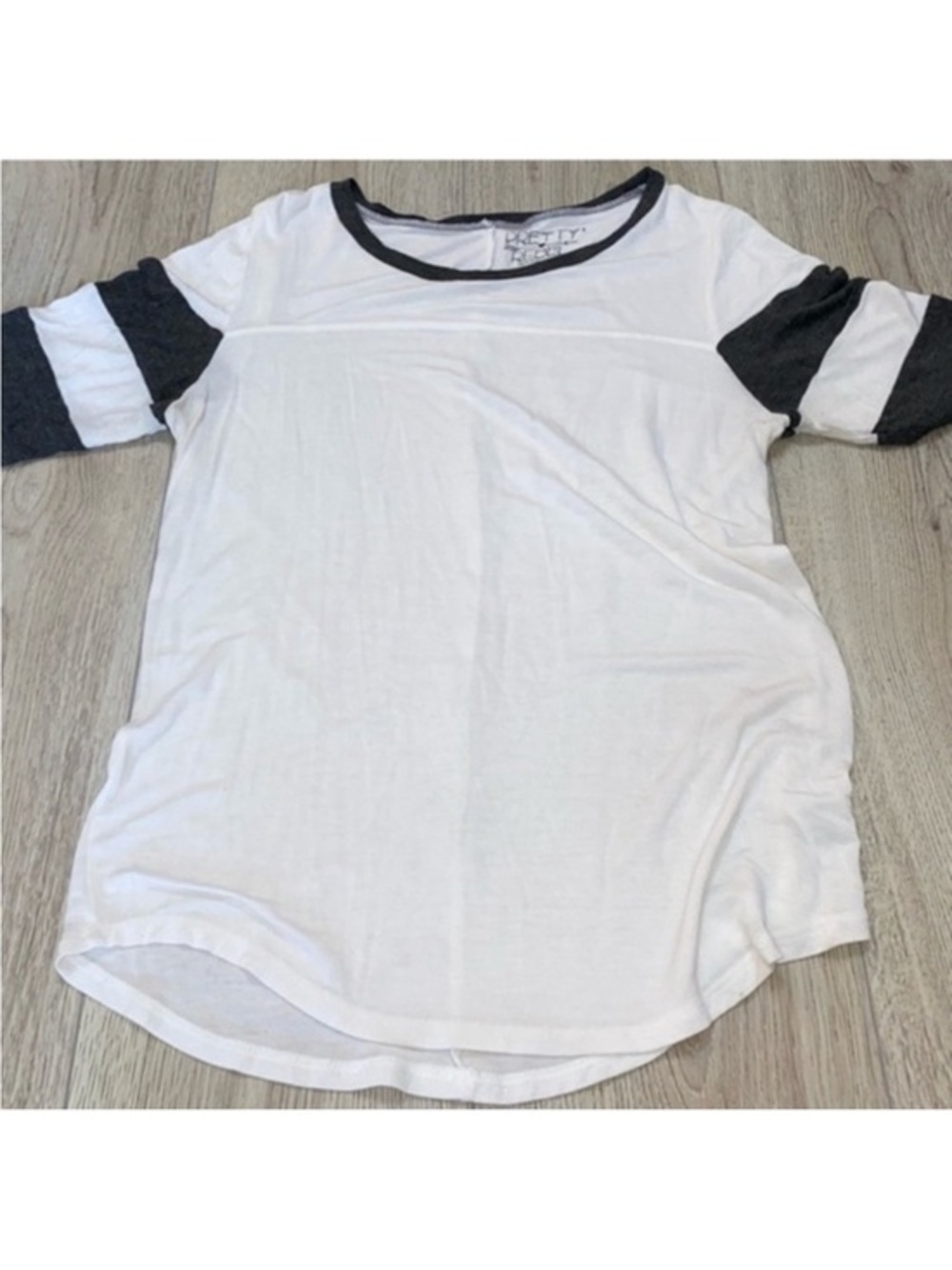 Pretty rebel white grey short sleeve shirt top